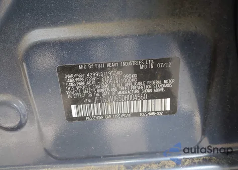 2013 Subaru Impreza 2.0I Premium from USA, damaged, VIN JF1GJAD65DH004560